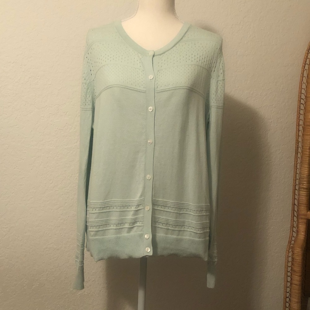 A New Day Baby Blue/Mint Button Down Cardigan - XL